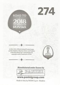 2017 Panini Road To 2018 FIFA World Cup Stickers #274 Pablo Zabaleta Back