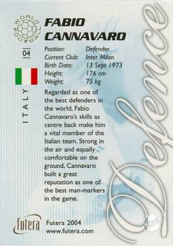 2004 Futera World Football Foil #4 Fabio Cannavaro Back