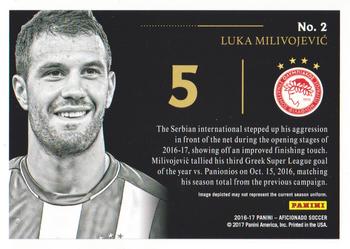 2017 Panini Aficionado #2 Luka Milivojevic Back