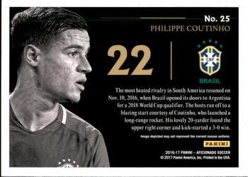 2017 Panini Aficionado #25 Philippe Coutinho Back