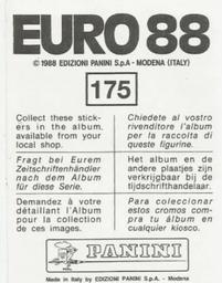 1988 Panini UEFA Euro 88 #175 Chris Waddle Back