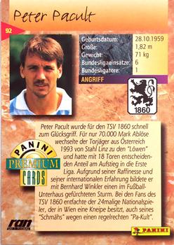 1994 Panini Premium Bundesliga #92 Peter Pacult Back
