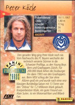 1994 Panini Premium Bundesliga #93 Peter Közle Back