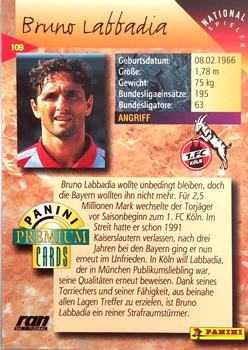1994 Panini Premium Bundesliga #109 Bruno Labbadia Back