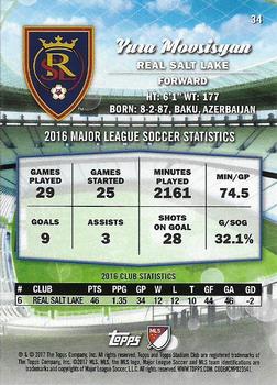 2017 Stadium Club MLS #34 Yura Movsisyan Back