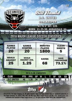 2017 Stadium Club MLS #39 Bill Hamid Back