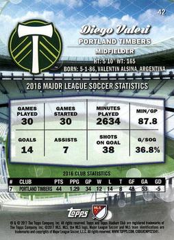 2017 Stadium Club MLS #42 Diego Valeri Back
