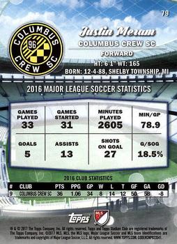 2017 Stadium Club MLS #79 Justin Meram Back