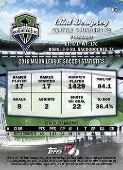 2017 Stadium Club MLS #65 Clint Dempsey Back