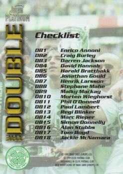 1998 Futera Platinum Celtic The Double #NNO Checklist Back