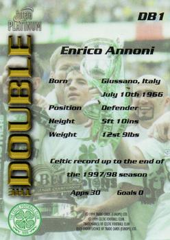 1998 Futera Platinum Celtic The Double #DB1 Enrico Annoni Back
