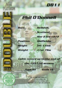 1998 Futera Platinum Celtic The Double #DB11 Phil O'Donnell Back
