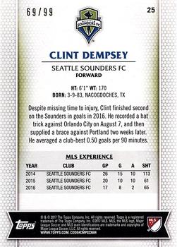 2017 Topps MLS - Blue #25 Clint Dempsey Back
