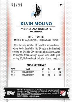 2017 Topps MLS - Blue #28 Kevin Molino Back