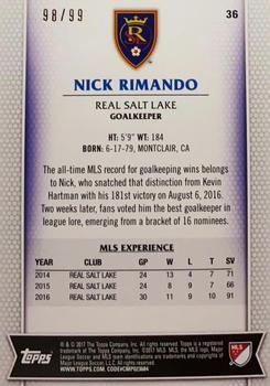 2017 Topps MLS - Blue #36 Nick Rimando Back