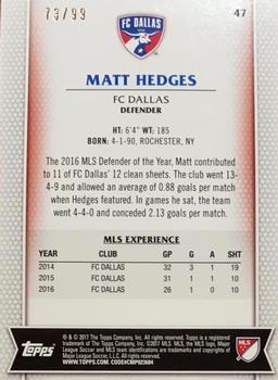 2017 Topps MLS - Blue #47 Matt Hedges Back