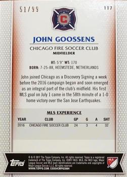 2017 Topps MLS - Blue #117 John Goossens Back