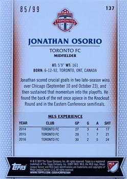 2017 Topps MLS - Blue #137 Jonathan Osorio Back