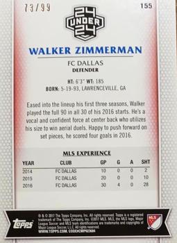 2017 Topps MLS - Blue #155 Walker Zimmerman Back