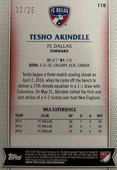 2017 Topps MLS - Orange #119 Tesho Akindele Back