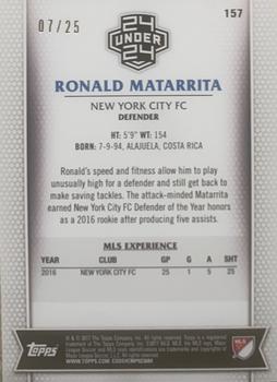 2017 Topps MLS - Orange #157 Ronald Matarrita Back