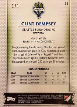 2017 Topps MLS - Black #25a Clint Dempsey Back