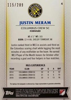 2017 Topps MLS - Autographs #4 Justin Meram Back