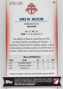 2017 Topps MLS - Autographs #57 Drew Moor Back