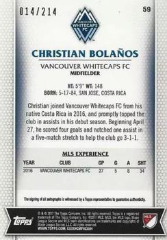 2017 Topps MLS - Autographs #59 Christian Bolaños Back