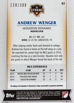 2017 Topps MLS - Autographs #82 Andrew Wenger Back