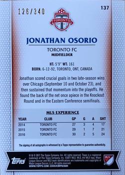 2017 Topps MLS - Autographs #137 Jonathan Osorio Back