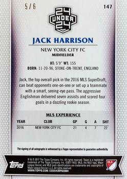 2017 Topps MLS - Autographs #147 Jack Harrison Back