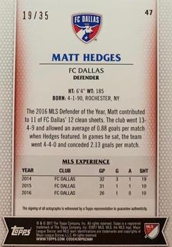 2017 Topps MLS - Autographs Orange #47 Matt Hedges Back