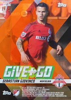 2017 Topps MLS - Give and Go Orange #GG-OG Jonathan Osorio / Sebastian Giovinco Back
