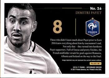 2017 Panini Aficionado - First Kick #26 Dimitri Payet Back