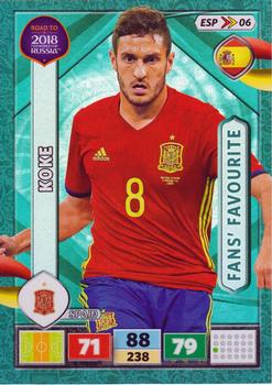 2017 Panini Adrenalyn XL Road to 2018 World Cup #ESP06 Koke Front