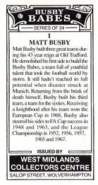 1990 West Midlands Collectors Centre Busby Babes #1 Matt Busby Back