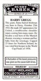 1990 West Midlands Collectors Centre Busby Babes #13 Harry Gregg Back