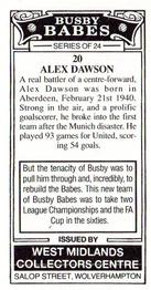 1990 West Midlands Collectors Centre Busby Babes #20 Alex Dawson Back