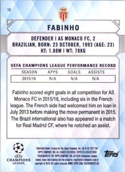 2017 Topps UEFA Champions League Showcase - Gold #10 Fabinho Back