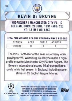 2017 Topps UEFA Champions League Showcase - Gold #125 Kevin De Bruyne Back