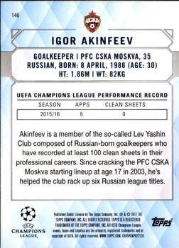 2017 Topps UEFA Champions League Showcase - Gold #146 Igor Akinfeev Back