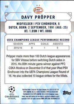 2017 Topps UEFA Champions League Showcase - Gold #153 Davy Pröpper Back