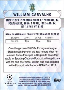 2017 Topps UEFA Champions League Showcase - Gold #177 William Carvalho Back