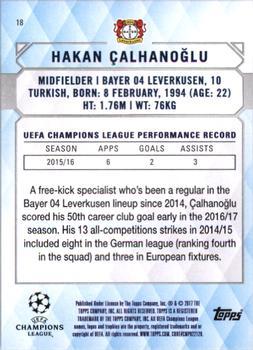 2017 Topps UEFA Champions League Showcase - Black #18 Hakan Calhanoglu Back