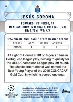 2017 Topps UEFA Champions League Showcase - Black #85 Jesus Corona Back