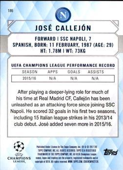 2017 Topps UEFA Champions League Showcase - Black #186 Jose Callejon Back