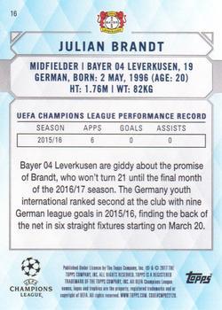 2017 Topps UEFA Champions League Showcase - Champions #16 Julian Brandt Back