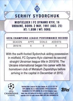 2017 Topps UEFA Champions League Showcase - Champions #76 Serhiy Sydorchuk Back