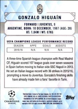 2017 Topps UEFA Champions League Showcase - Champions #99 Gonzalo Higuain Back
